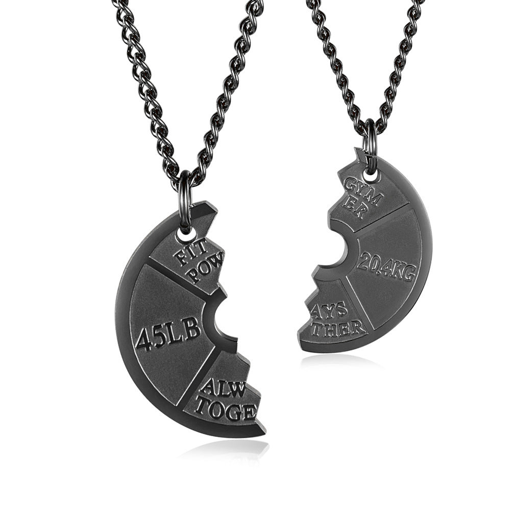 Dumbbell Couple Pendant Necklace