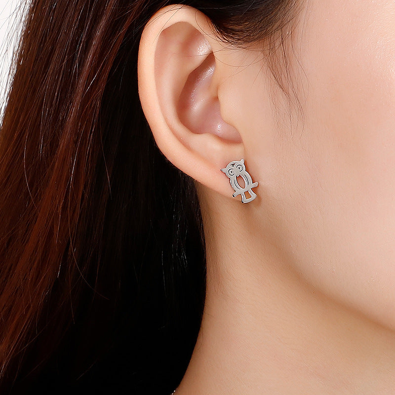 Hollow Owl Necklace & Earring Set