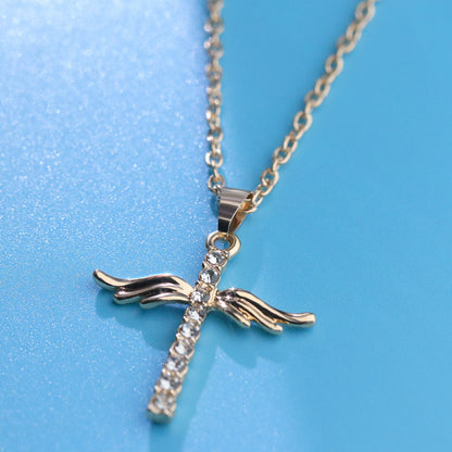 Angel Wings Cross Necklace