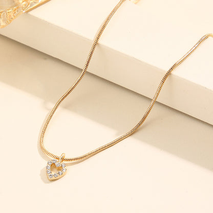 Unisex Heart Zircon Sweater Chain Necklace