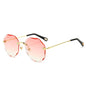 Polygonal Rimless Trimmed Sunglasses