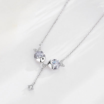 Cute Fish Kiss Zircon Necklace