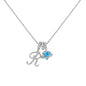 A-Z Alphabet Elegant Blue Heart Necklace with Zircons