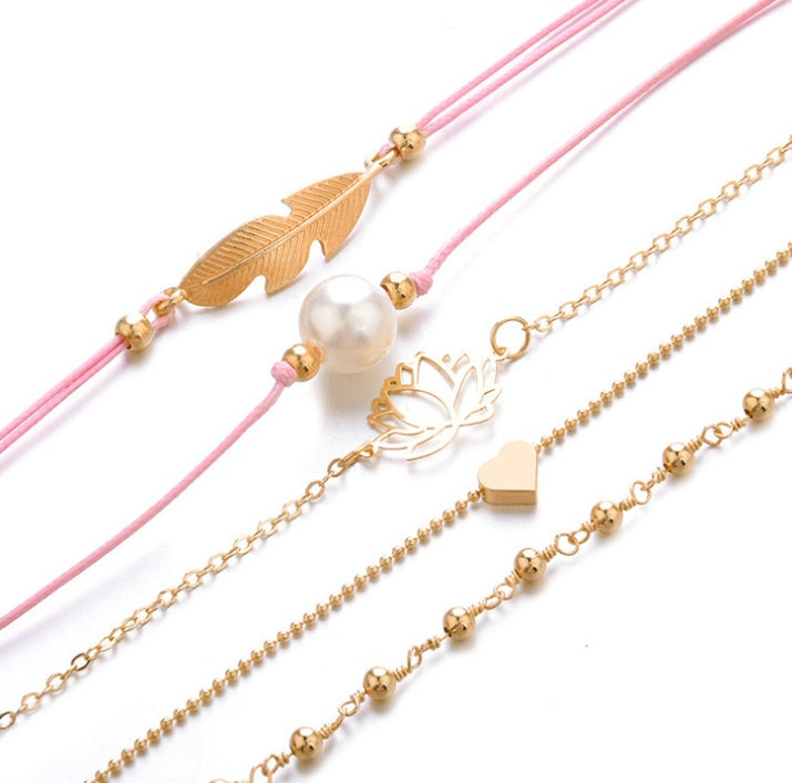 Vintage Turtle Heart Map Charm Bracelets Set