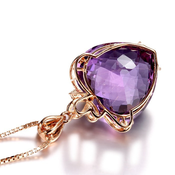 Rose Gold Amethyst Pendant Necklace