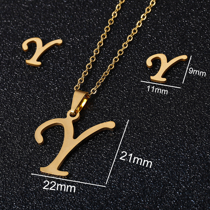 Stainless Steel Alphabet Necklace, 26 Initial Letters A–Z