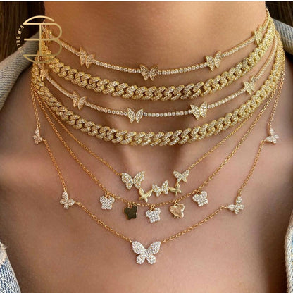 Gold Butterfly Clavicle Chain Necklace