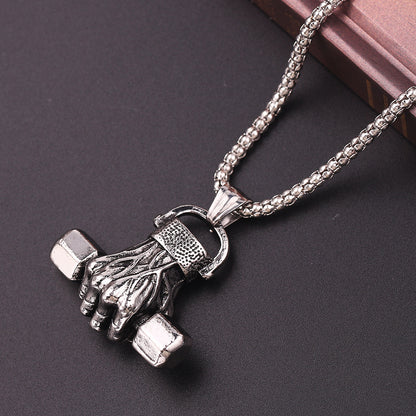Gym Dumbbell Pendant Necklace