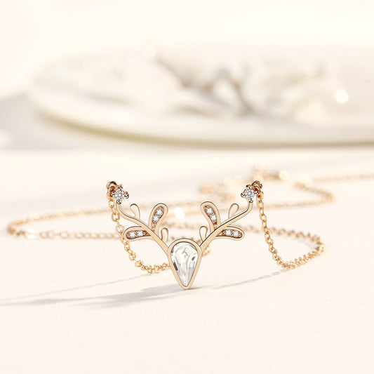 Reindeer Pendant Necklace, Gold, Silver