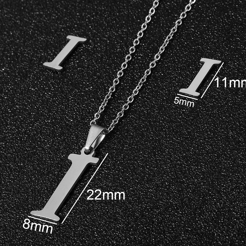 Stainless Steel Alphabet Necklace, 26 Initial Letters A–Z