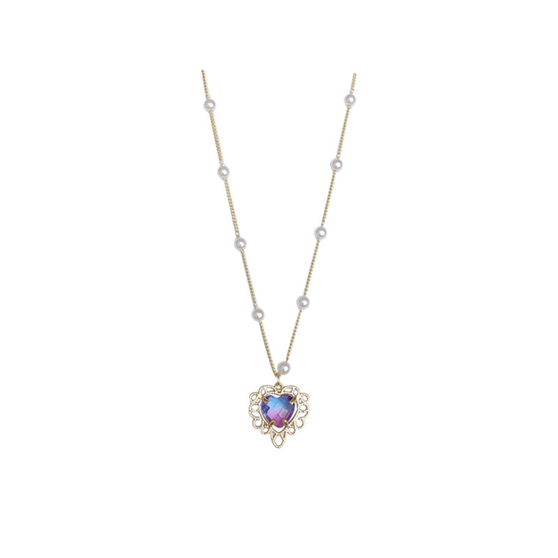 Elegant Vintage Purple Heart Necklace – Timeless Jewellery for Women