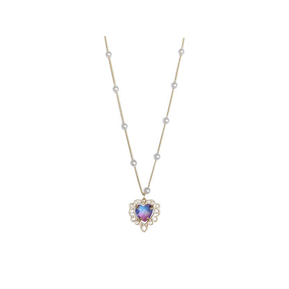 Elegant Vintage Purple Heart Necklace – Timeless Jewellery for Women