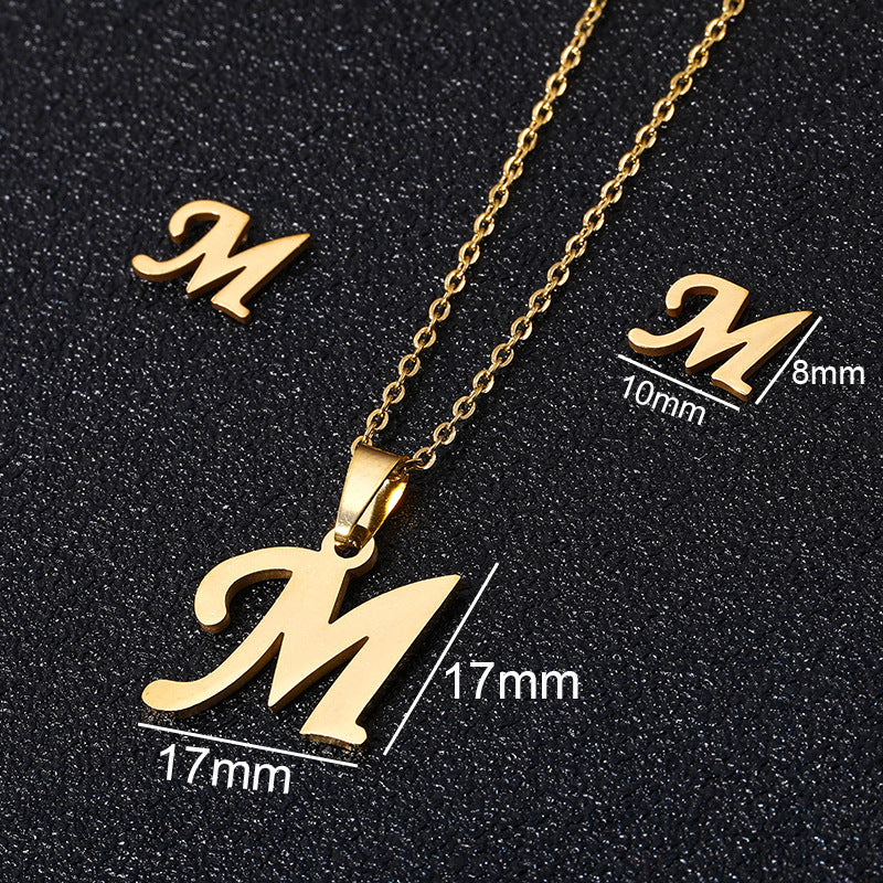 Stainless Steel Alphabet Necklace, 26 Initial Letters A–Z