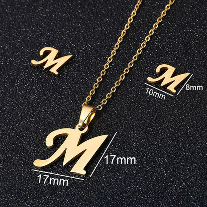 Stainless Steel Alphabet Necklace, 26 Initial Letters A–Z