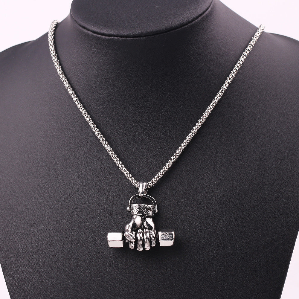 Gym Dumbbell Pendant Necklace