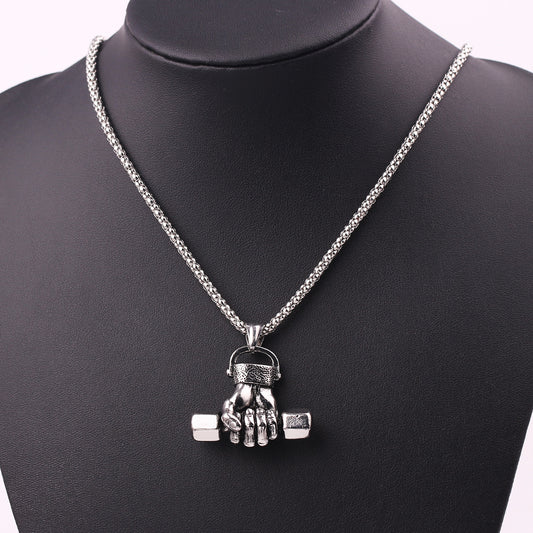 Gym Dumbbell Pendant Necklace