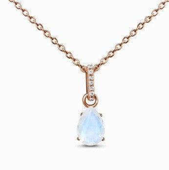 925 Silver Water Drop Moonstone Necklace