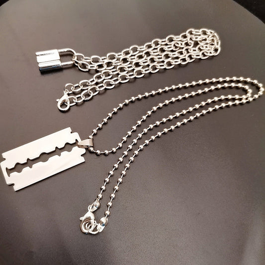 Lock Layered Chains Punk Necklace