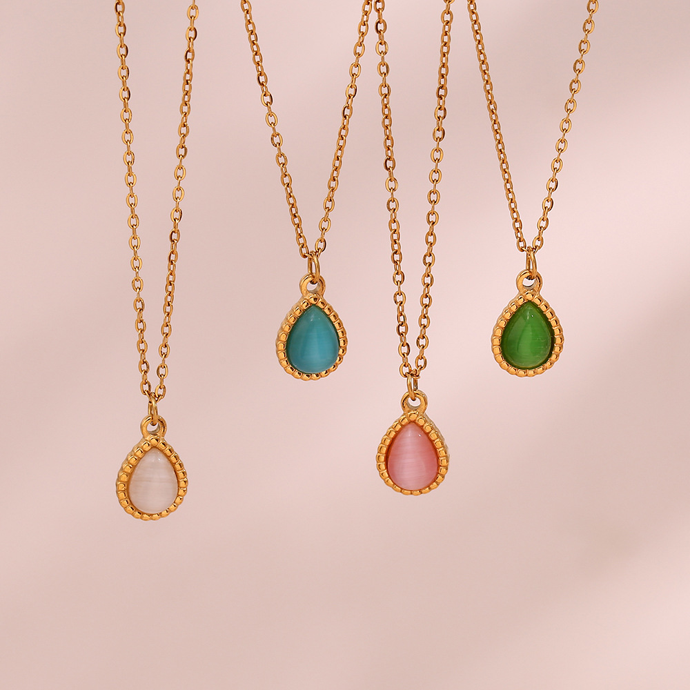 Minimalistic Water Drops Opal Earrings & Necklace