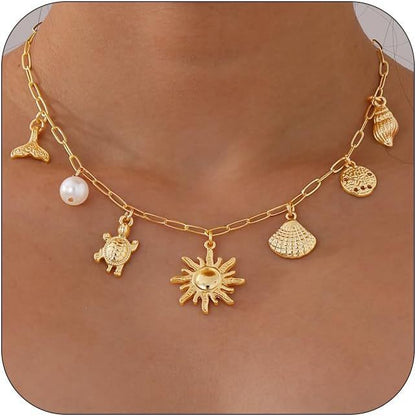 Shell & Sun Starfish Summer Beach Necklace
