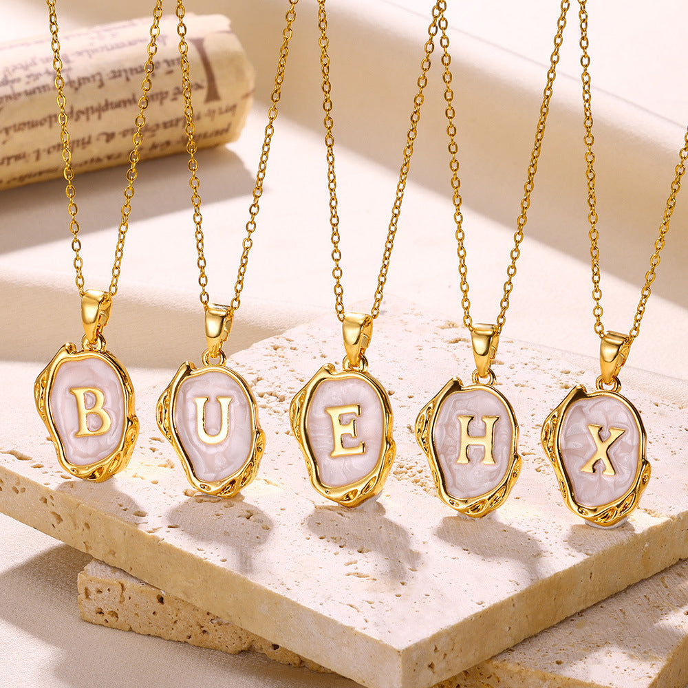 26 Letters Drop Oil Three Dimensional Necklace