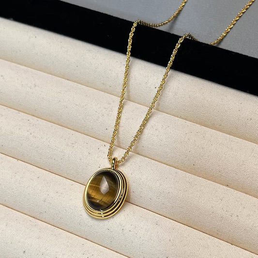 Tiger Eye Retro Pendant Necklace