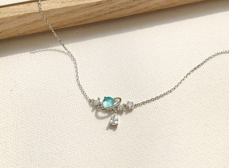 Aurora Water Drop Planet Necklace