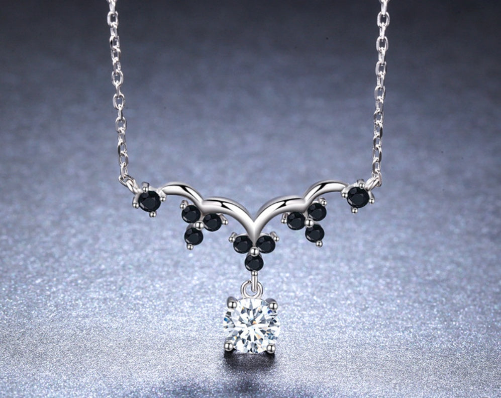 Elegant Sterling Silver Zircon Necklace
