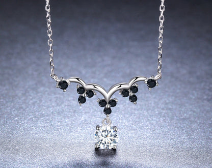 Elegant Sterling Silver Zircon Necklace