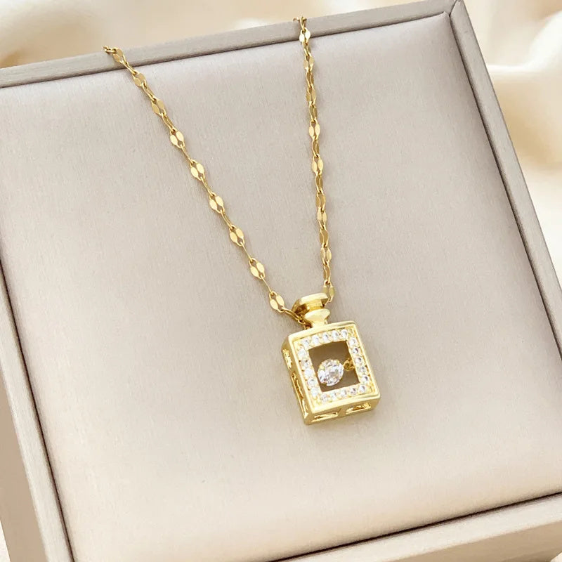 Perfume Bottle Pendant Zircon Necklaces