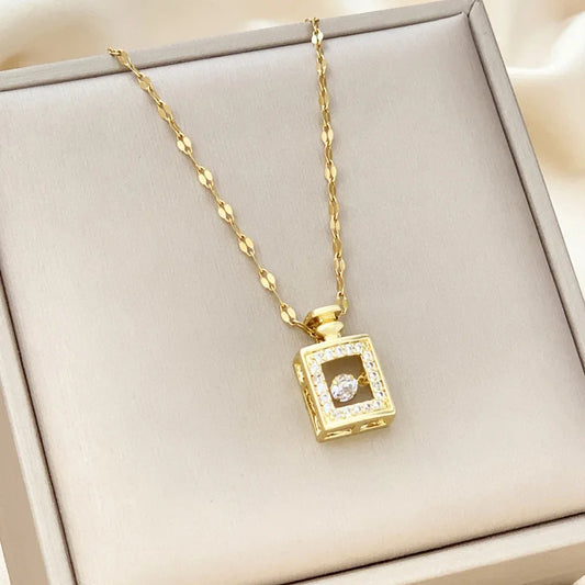 Perfume Bottle Pendant Zircon Necklaces