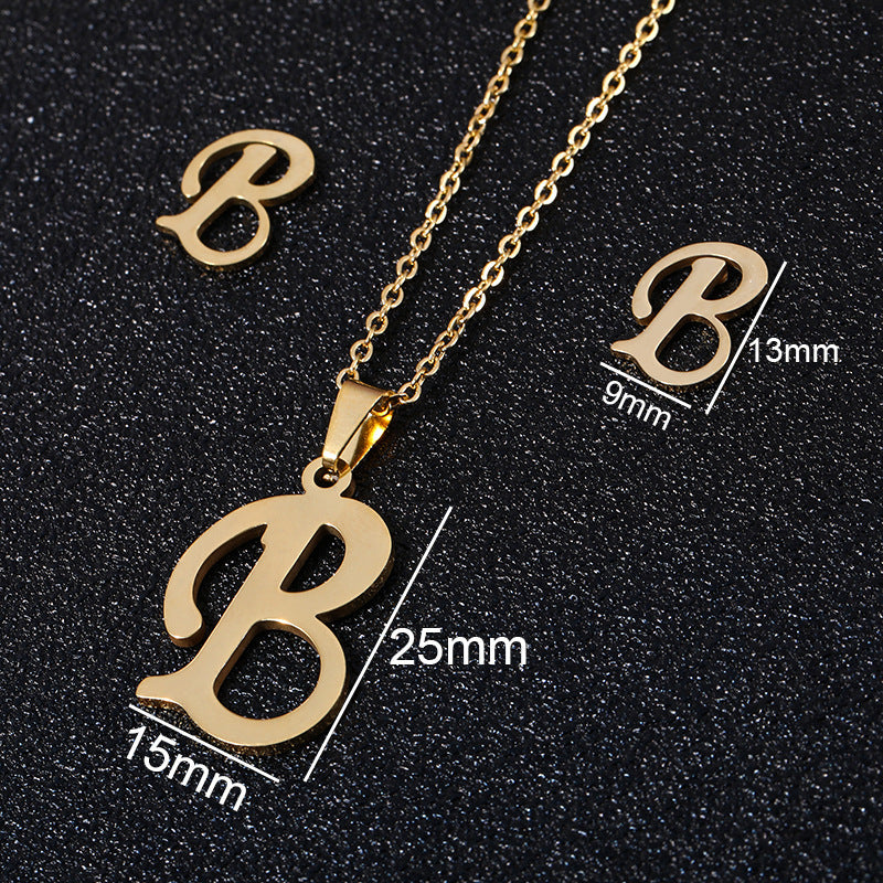 Stainless Steel Alphabet Necklace, 26 Initial Letters A–Z
