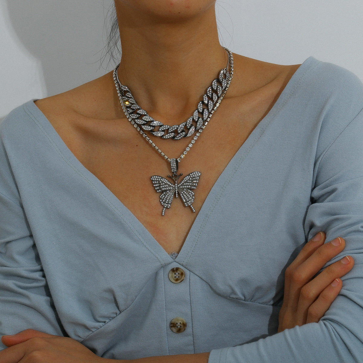 Stunning Butterfly Necklace with Diamonds