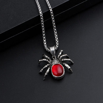 Retro Black Widow Spider Pendant Necklace