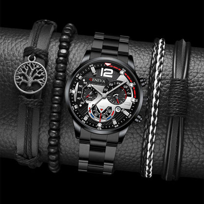 2Pcs Men’s Steel Strip Quartz Watch Set