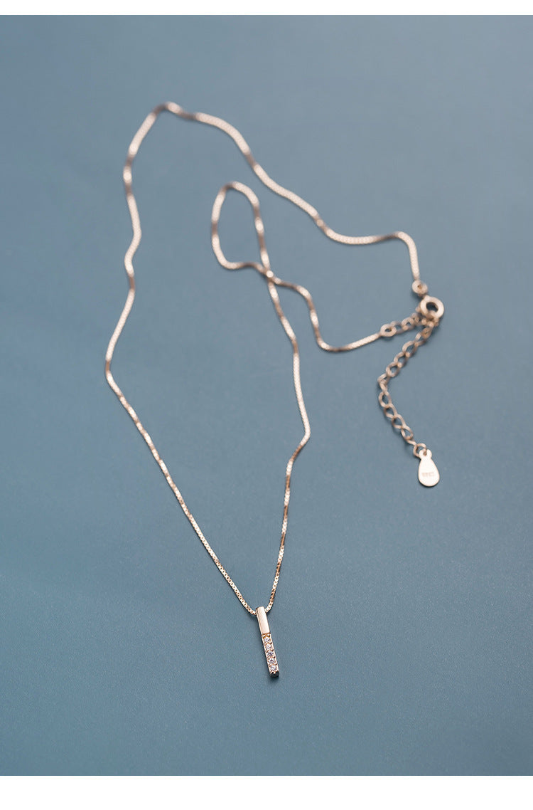Vertical Bar Clavicle Necklace, S925 Sterling Silver