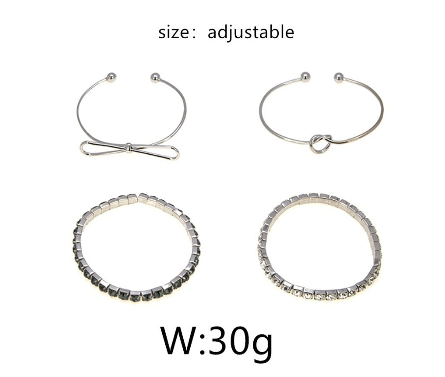 Crystal Wedding Bracelet Sets 4Pcs