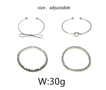 Crystal Wedding Bracelet Sets 4Pcs