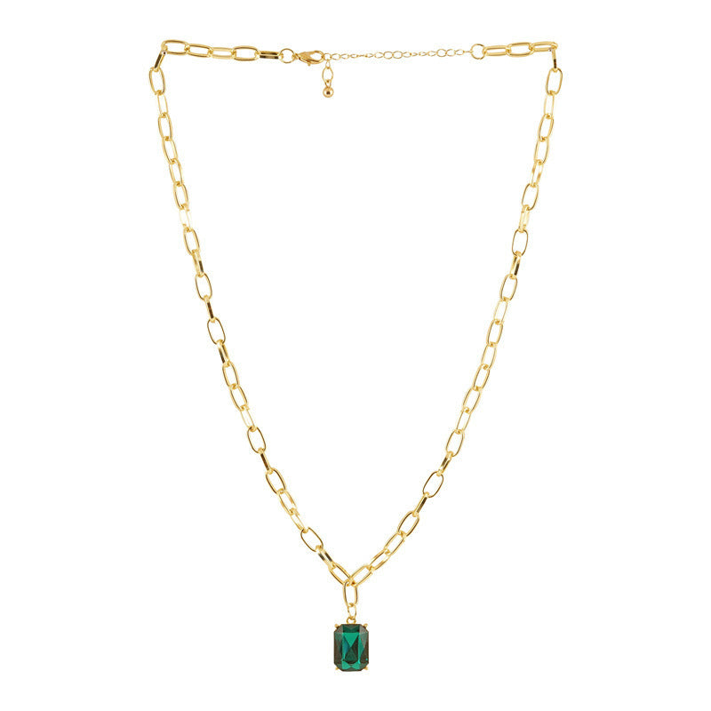 Retro Emerald Rhinestone Necklace