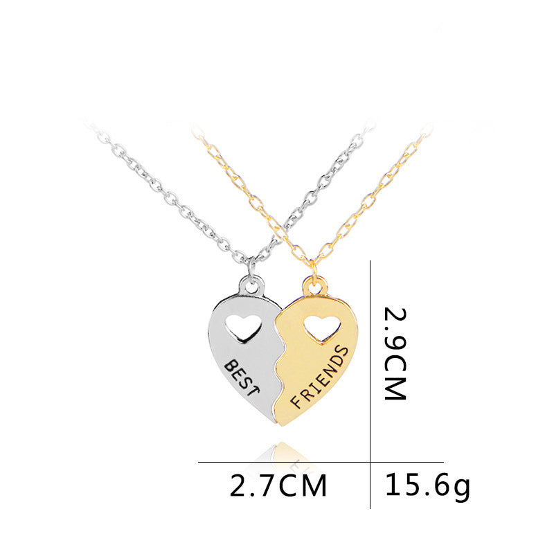 Heart-Shaped Best Friends Necklace, 2pcs