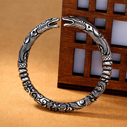Vintage Snake & Dragon Open Bracelet