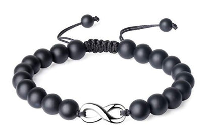 Infinity Black & White Turquoise Braided Couple Bracelets