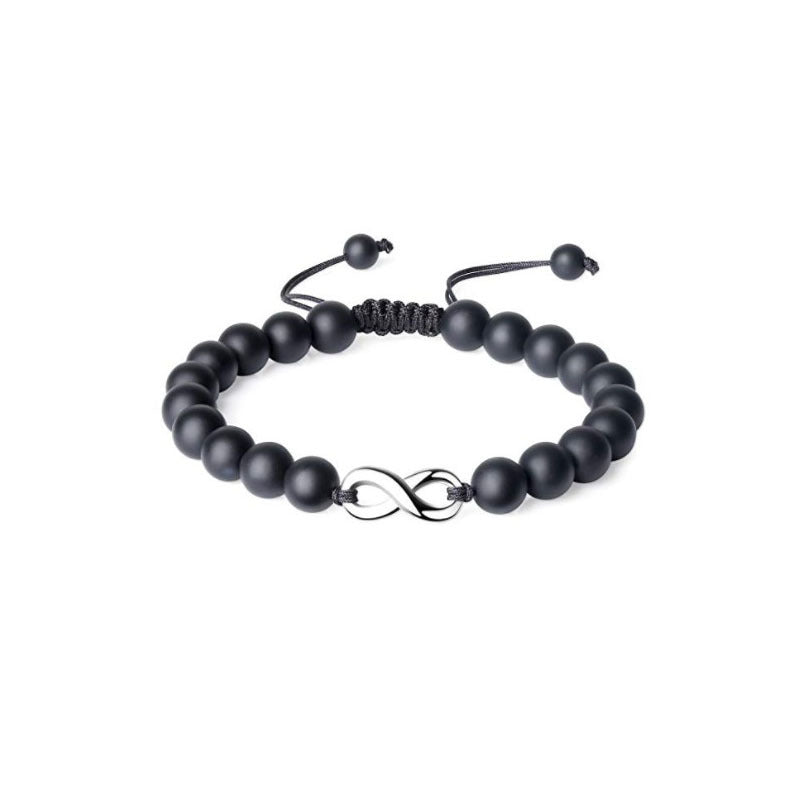 Infinity Black & White Turquoise Braided Couple Bracelets