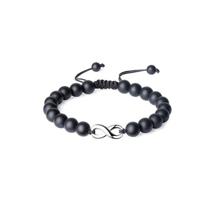 Infinity Black & White Turquoise Braided Couple Bracelets