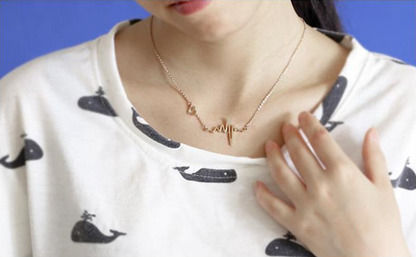Love Shaped Heartbeat ECG Lock Bone Pendant Necklace