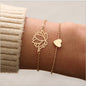 Four-Piece Black Pearl Love Leaf Lotus Bracelet Set