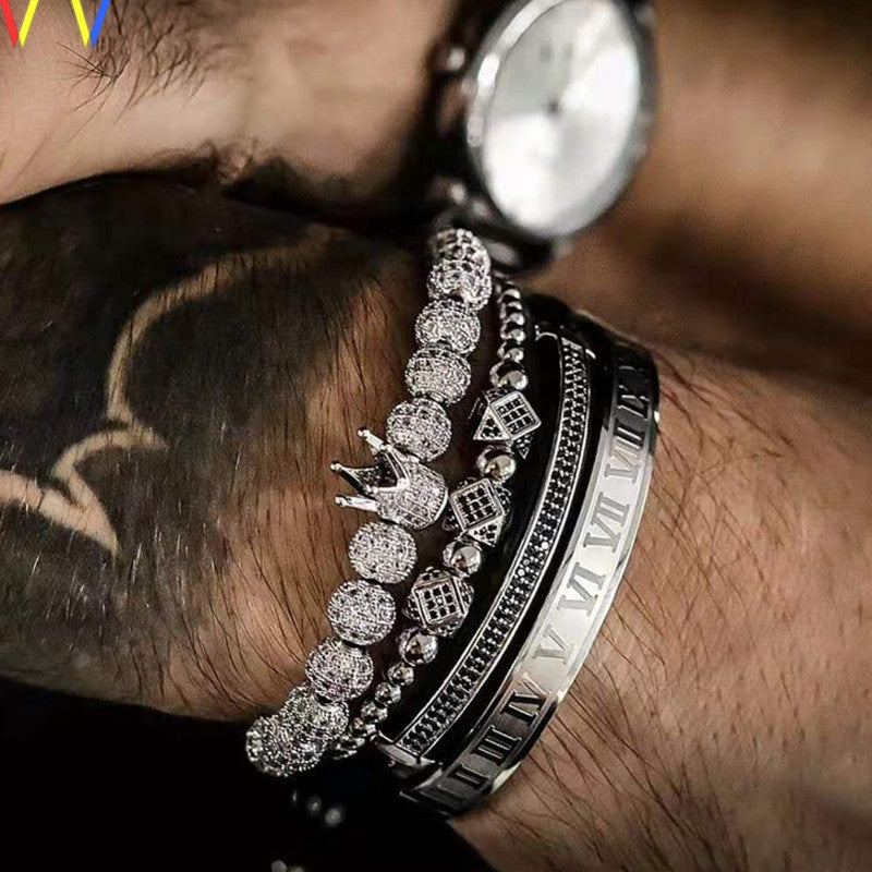 Unisex Roman Numeral Stainless Steel Chain Bracelets