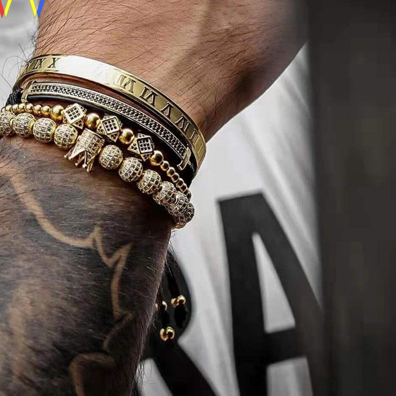 Unisex Roman Numeral Stainless Steel Chain Bracelets