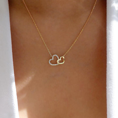 Double Peach Heart Love Necklace