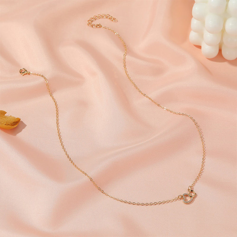 Double Peach Heart Love Necklace